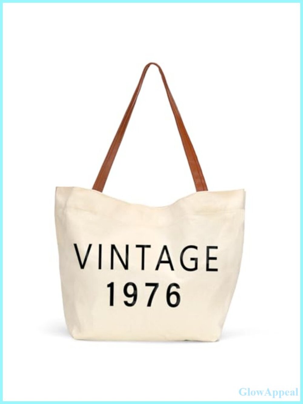 50th Birthday Gift Canvas Tote Bag Faux Leather Handles 1976 Queen